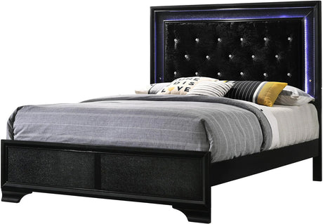 ALTANA Black Crushed Velvet Bedroom Set with LED Lights