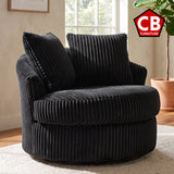 AMADA Black Corduroy 45" Wide x 44" Depth Swivel Chair