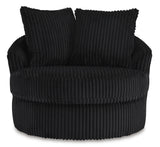 AMADA Black Corduroy 45" Wide x 44" Depth Swivel Chair