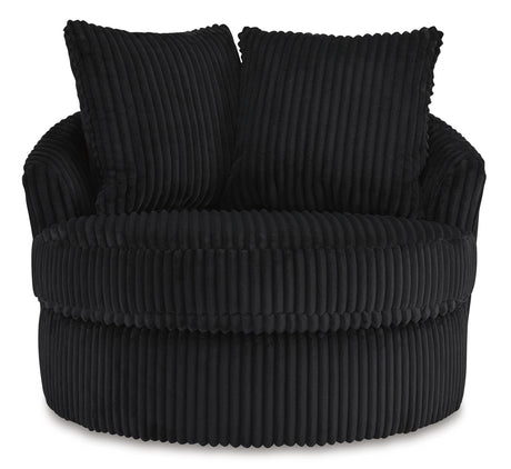 AMADA Black Corduroy 45" Wide x 44" Depth Swivel Chair