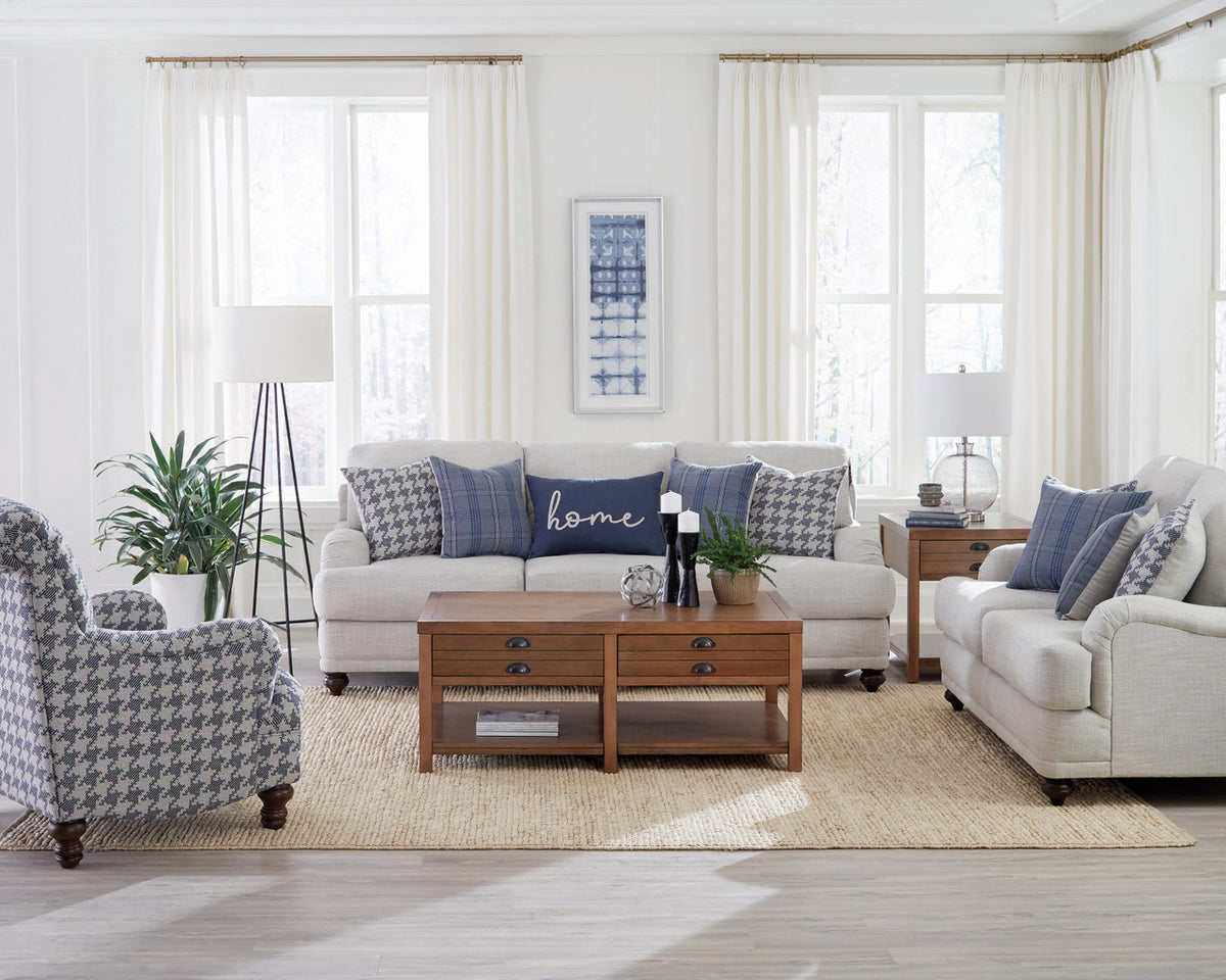 AMARA Light Gray and Blue Sofa and Loveseat