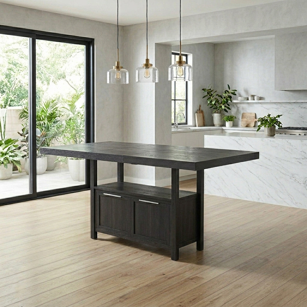 AMPLETON Charcoal Gray 80" x 42" Counter Height Table with Extension