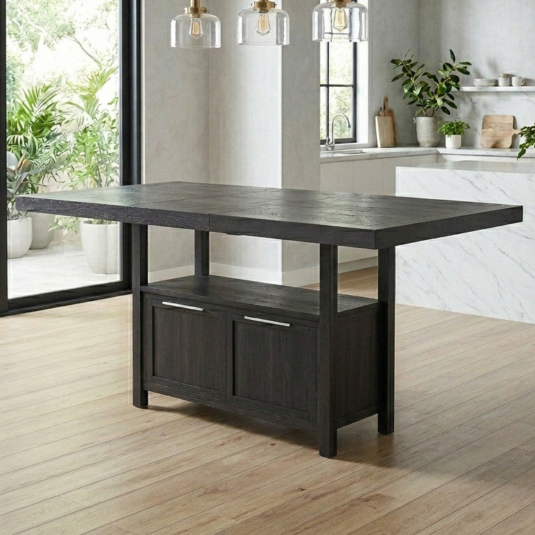 AMPLETON Charcoal Gray 80" x 42" Counter Height Table with Extension