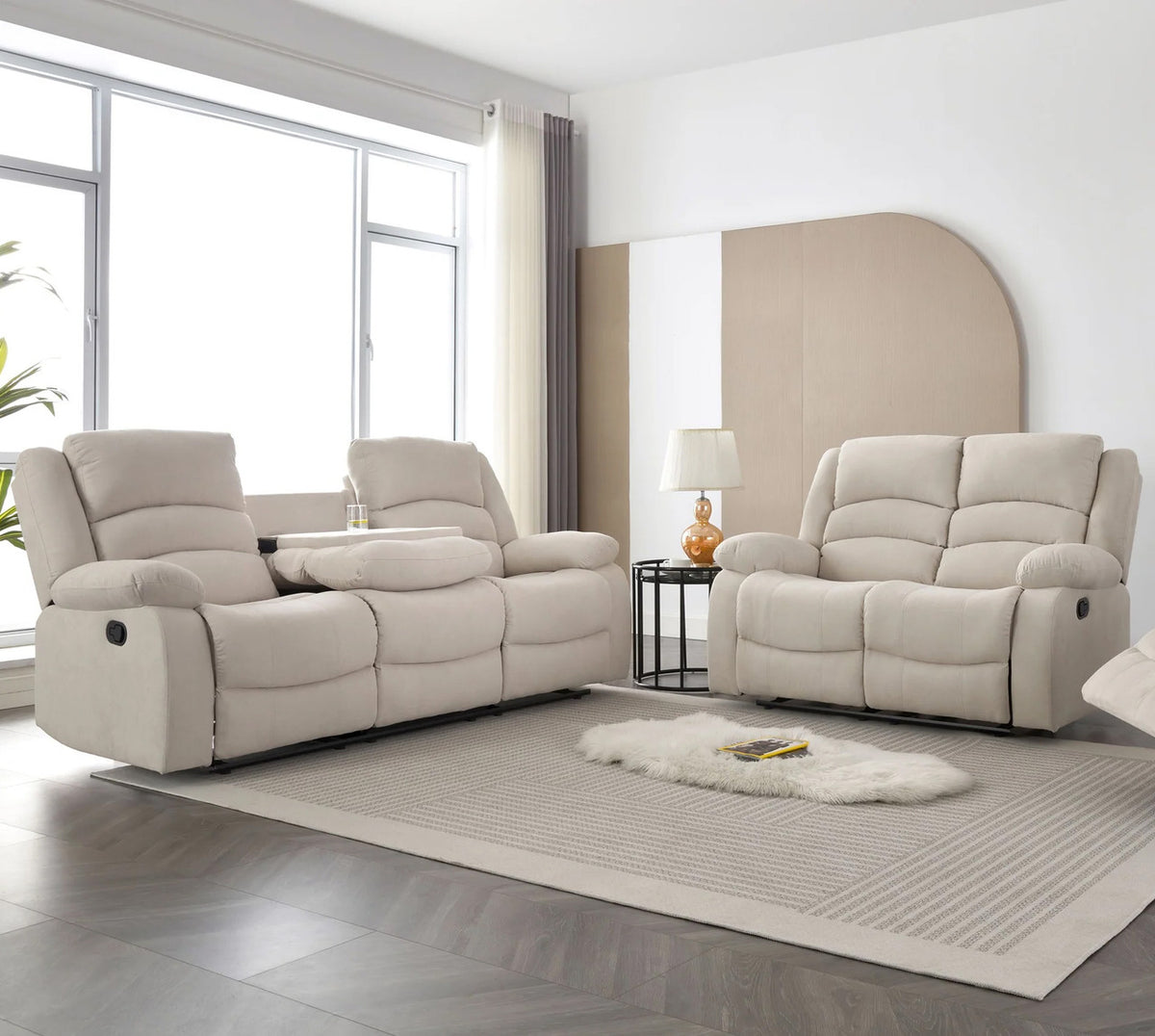 ANDREY Beige 3 Piece Reclining Livingroom