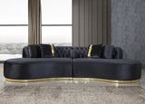 ANGELICA Black Velvet 130" Wide Curved Sectional