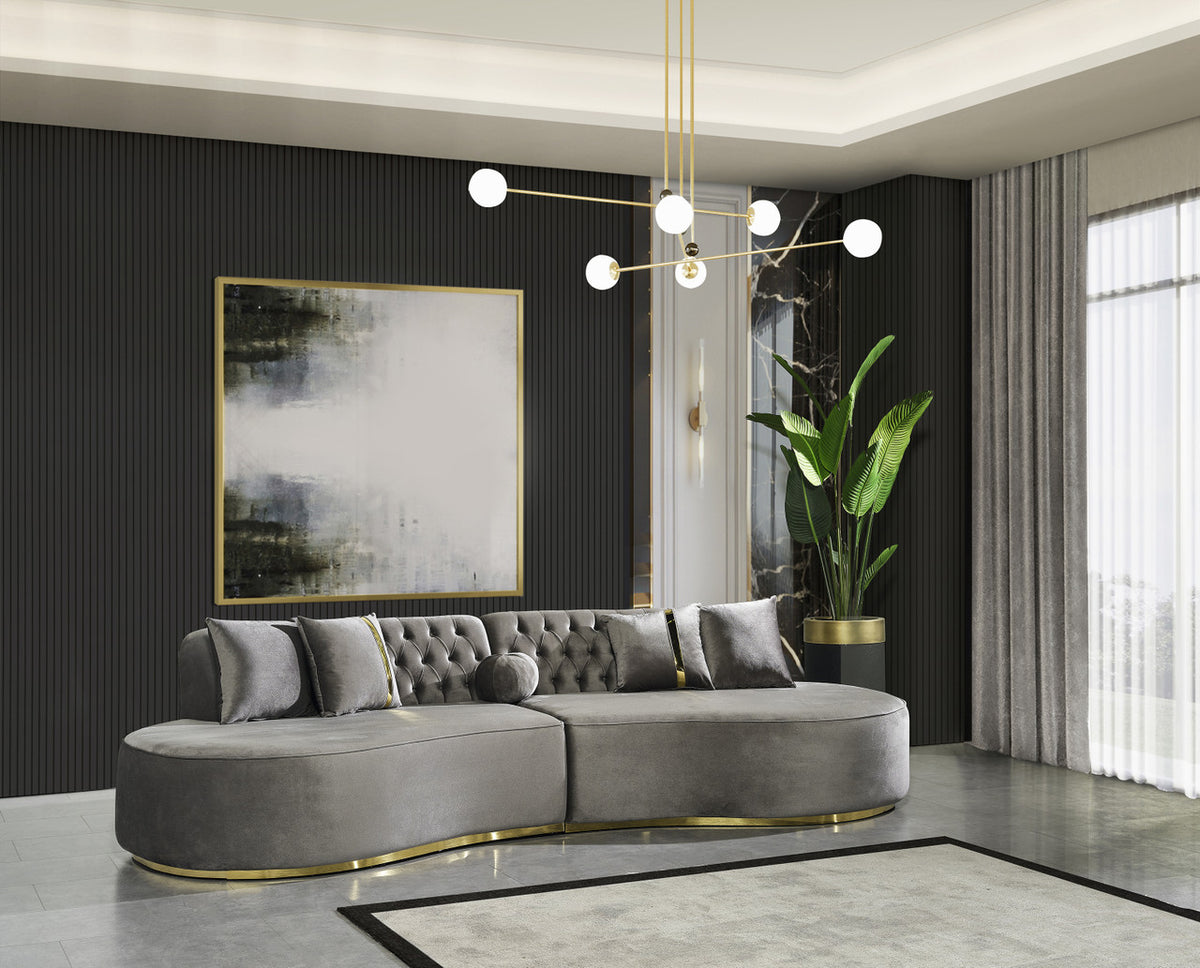 ANGELICA Gray Velvet Curved Sectional