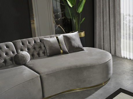 ANGELICA Gray Velvet Curved Sectional