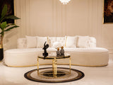 ANGELICA Ivory Boucle 130" Wide Curved Sectional