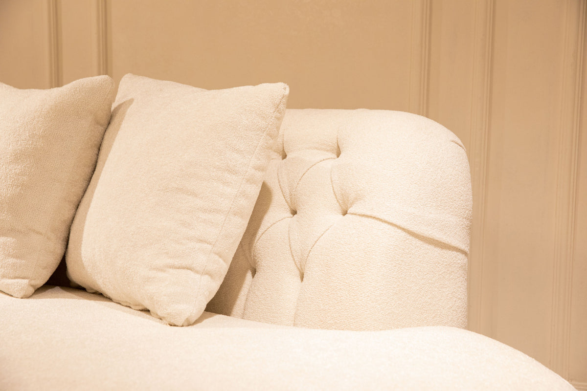 ANGELICA Ivory Boucle 130" Wide Curved Sectional