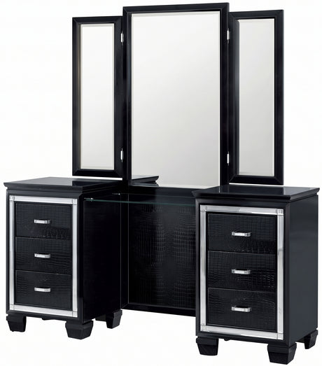 ANNIE Black 64" Wide Vanity With Mirror