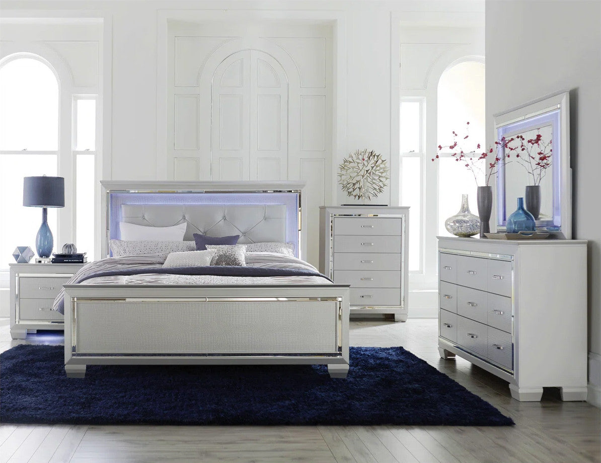 ANNIE Silver Lighted Bedroom Set
