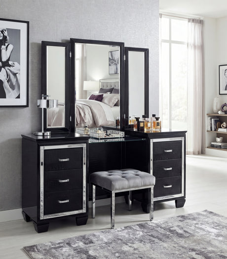ANNIE Black 64" Wide Vanity With Mirror