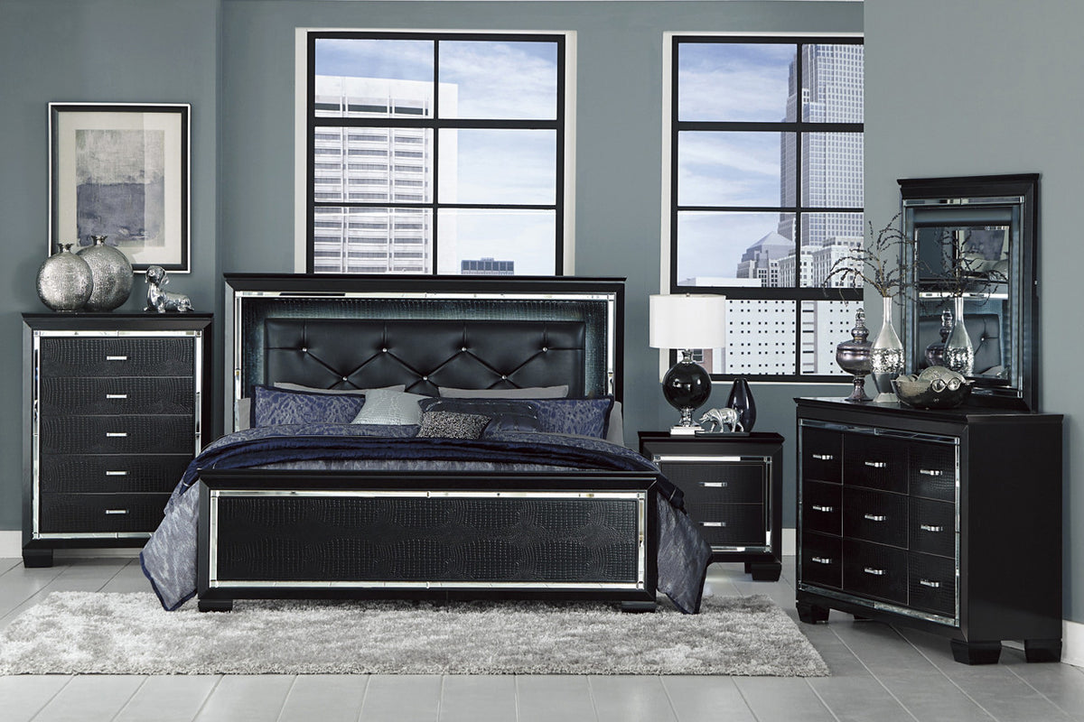 ANNIE Black Lighted Bedroom Set
