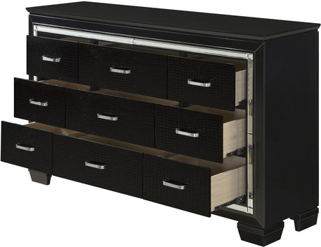 ANNIE Black 64" x 77" Lighted Dresser & Mirror