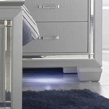 ANNIE Silver 28" Wide Nightstand with LED Night Light