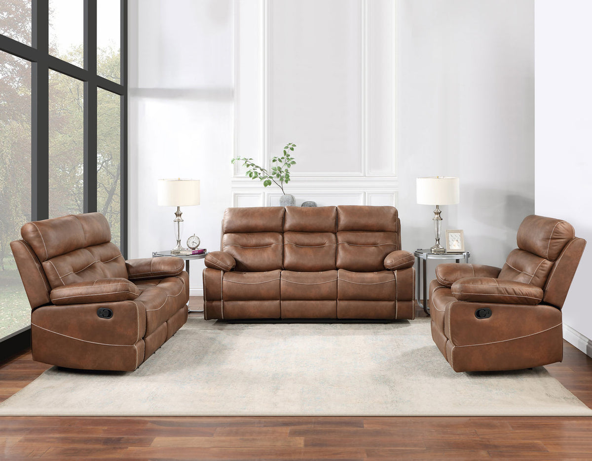 APACHE Brown Reclining Sofa & Glider Loveseat