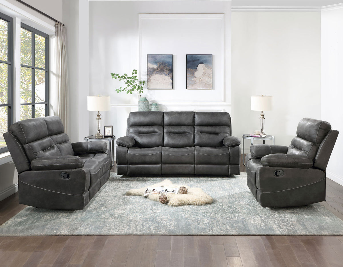 APACHE Dark Gray Reclining Sofa & Glider Loveseat