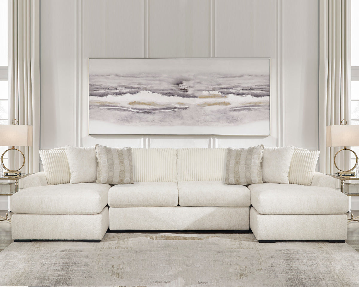 ARAMORE Neutral Poodle-Feel 152" x 65" Sectional with Double Chaise