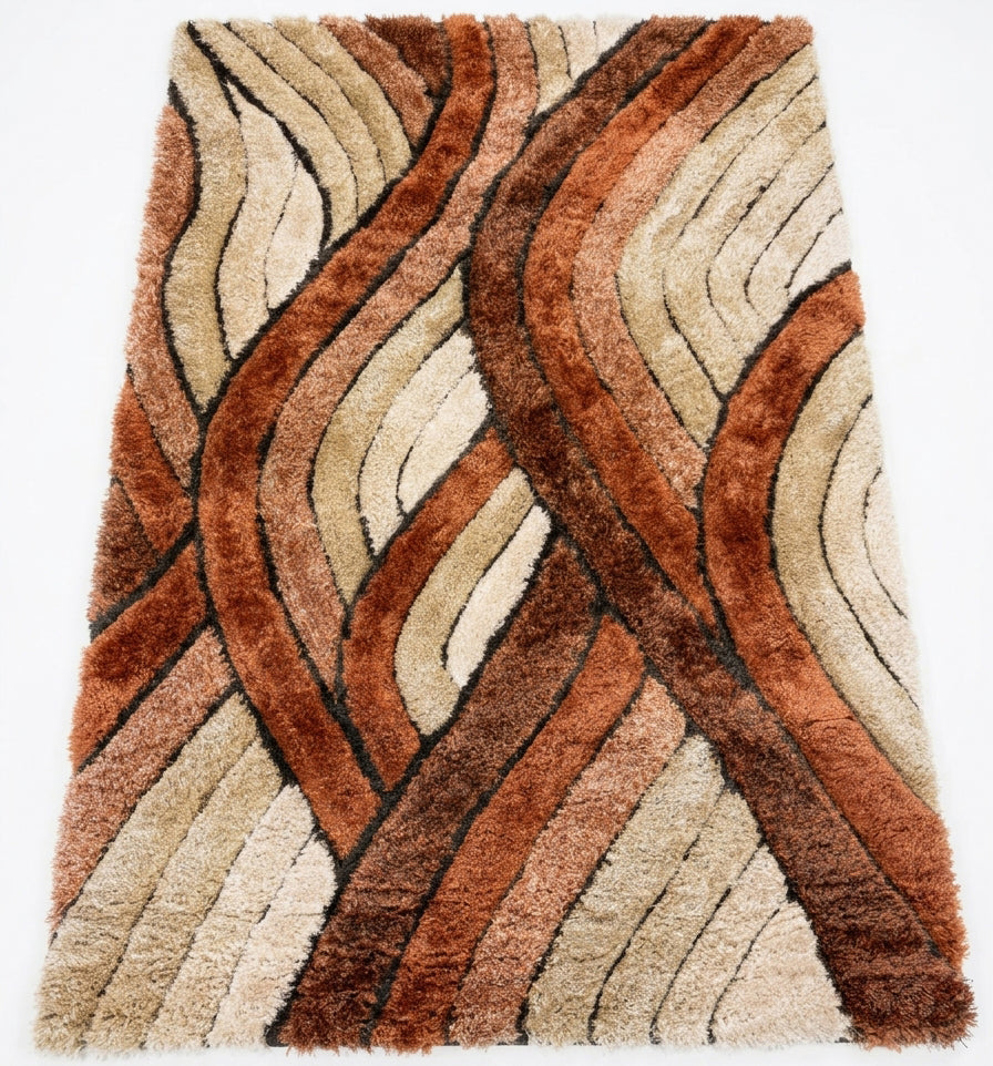 ARGYLE Rust Orange 5' x 8' Luxury 3D Area Rug