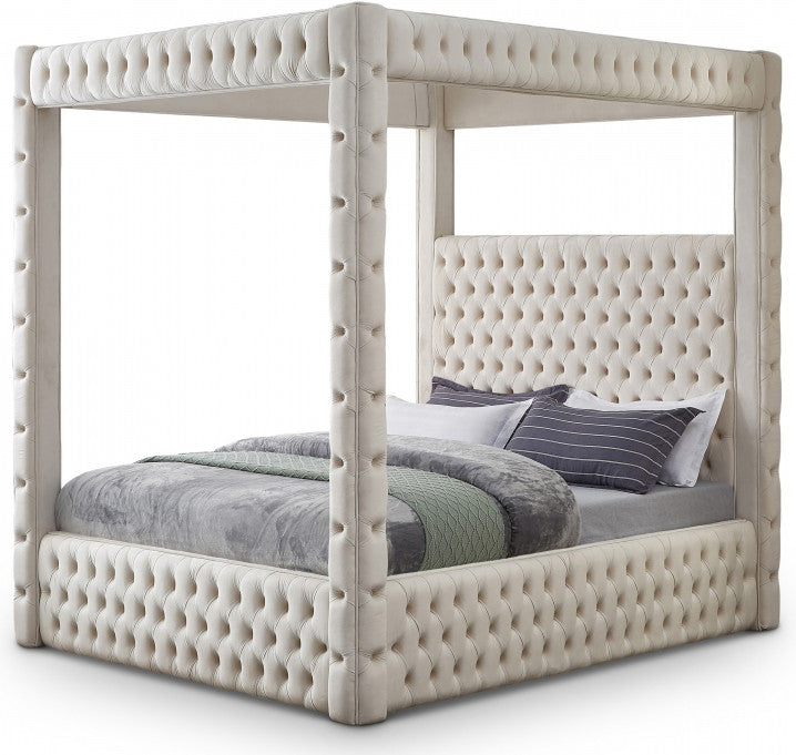 ARITZEL Cream Velvet 87" Height Canopy Platform Bed