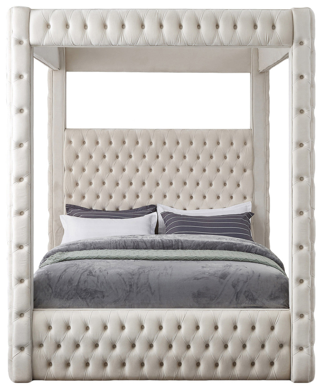ARITZEL Cream Velvet 87" Height Canopy Platform Bed