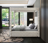 ARITZEL Cream Velvet 87" Height Canopy Platform Bed