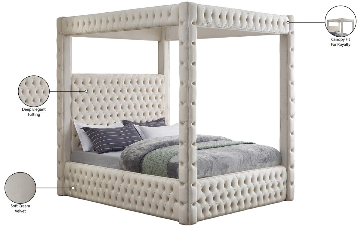 ARITZEL Cream Velvet 87" Height Canopy Platform Bed