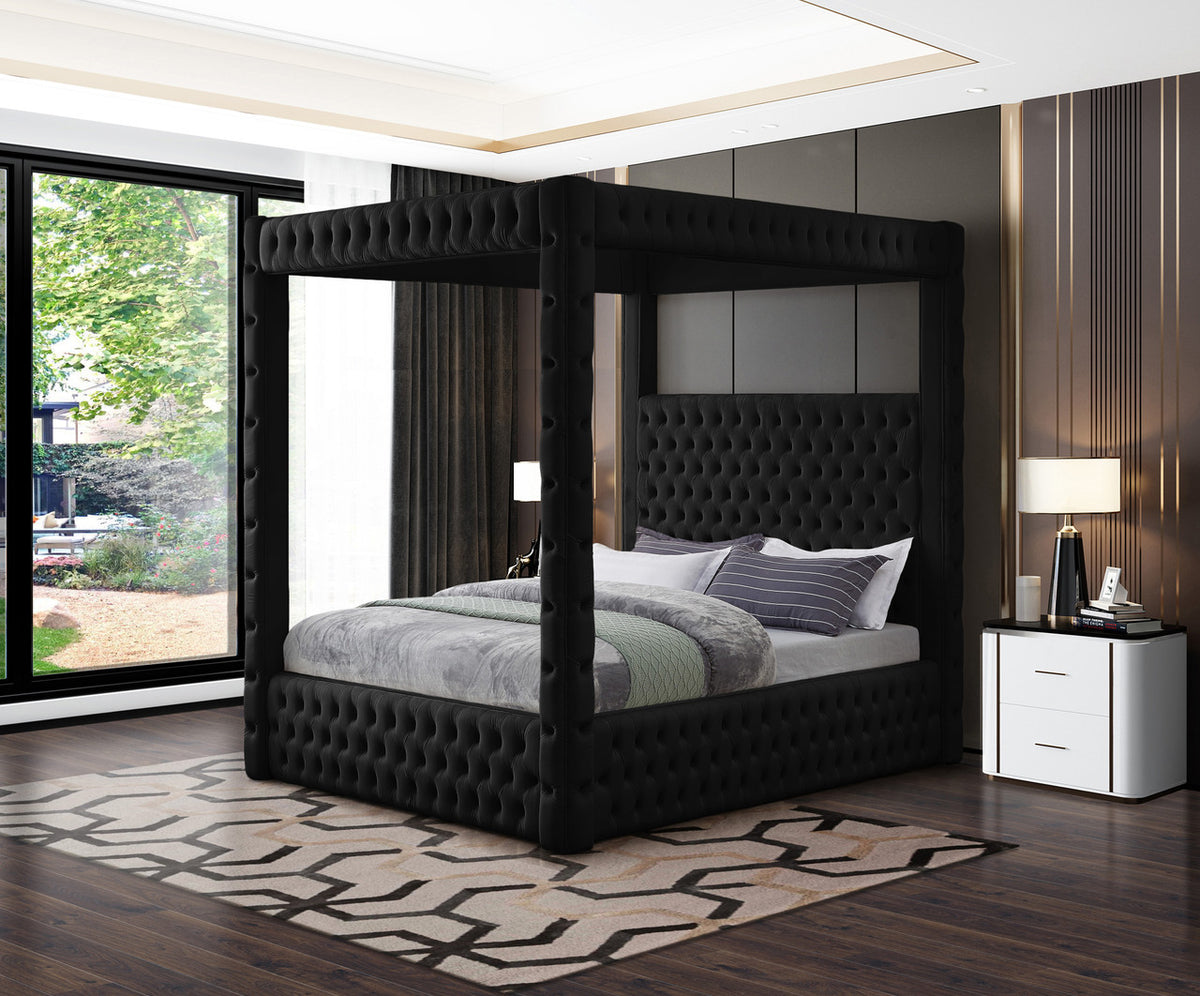 ARITZEL Black Velvet 87" Height Canopy Platform Bed