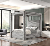ARITZEL Gray Velvet 87" Height  Canopy Platform Bed