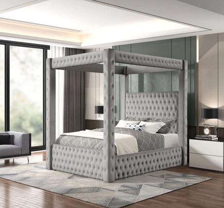 ARITZEL Gray Velvet 87" Height  Canopy Platform Bed