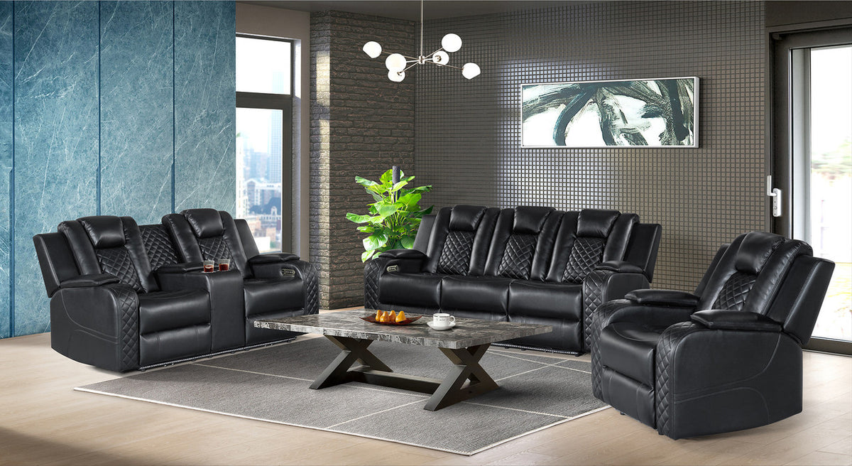 ARMADA Black 86" Wide Power Reclining Sofa