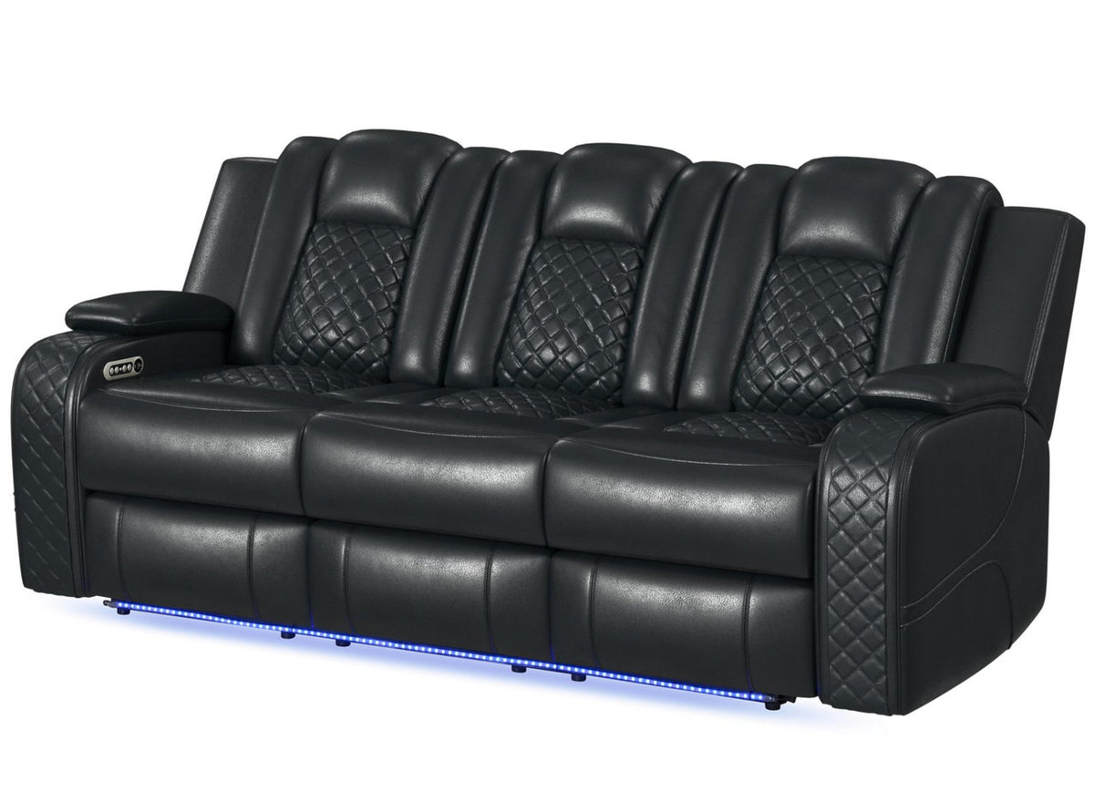 ARMADA Black 86" Wide Power Reclining Sofa