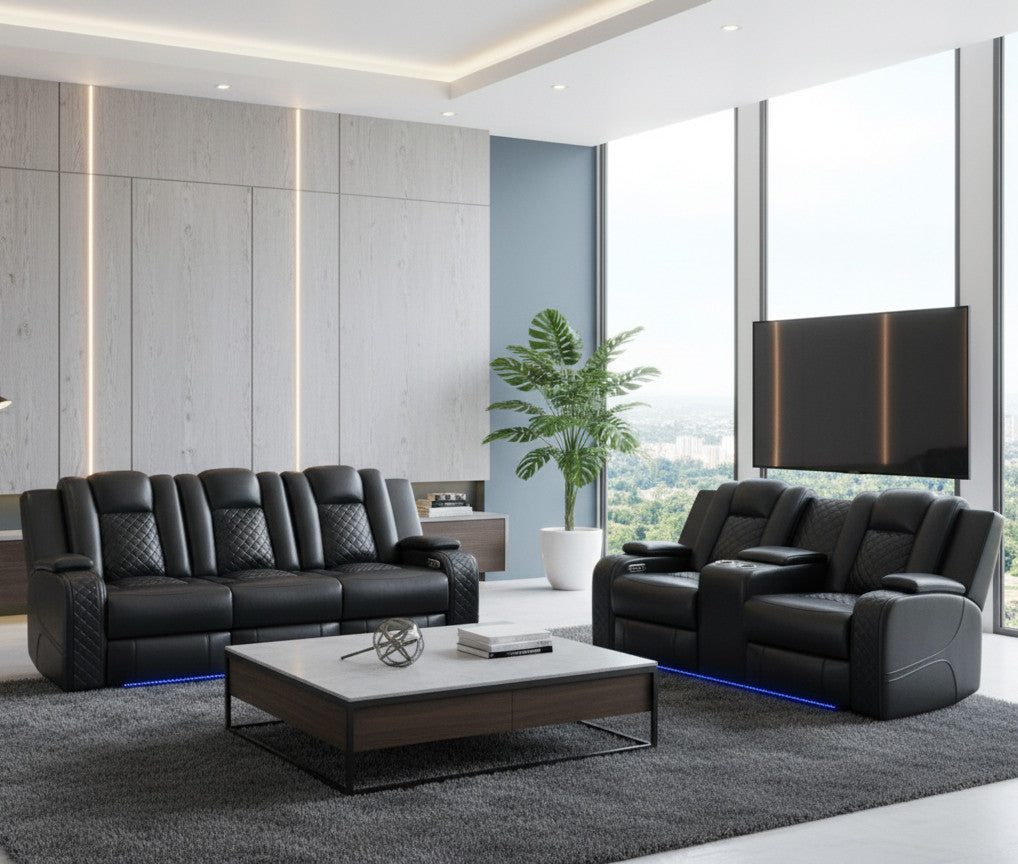 ARMADA Black 86" Wide Power Reclining Sofa