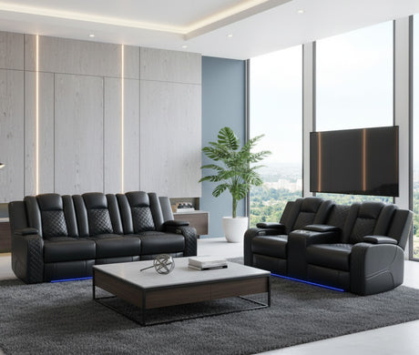 ARMADA Black 86" Wide Power Reclining Sofa