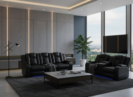 ARMADA Black 86" Wide Power Reclining Sofa