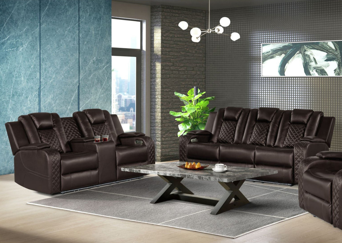 ARMADA Brown Power Reclining Sofa & Loveseat