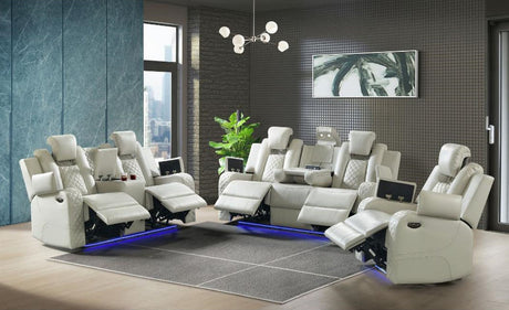 ARMADA White Power Reclining Sofa & Loveseat