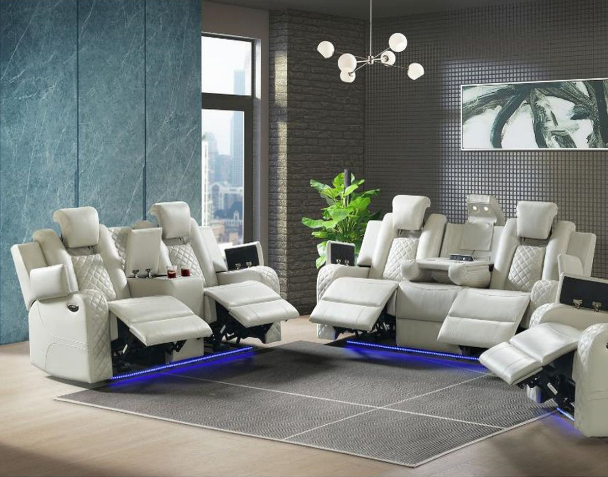 ARMADA White Power Reclining Sofa & Loveseat
