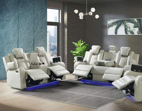 ARMADA White Power Reclining Sofa & Loveseat