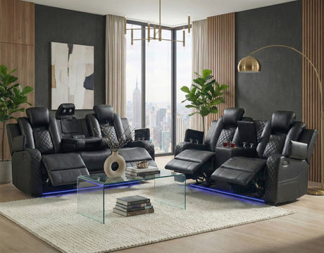 ARMADA Black 86" Wide Power Reclining Sofa