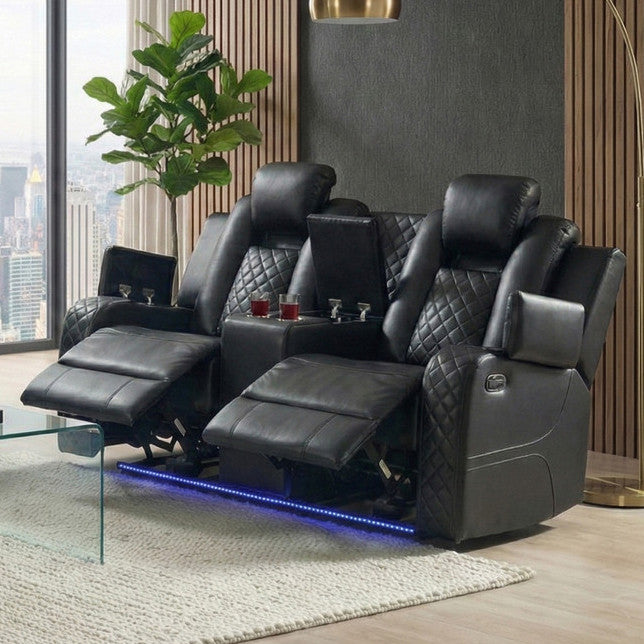 ARMADA Black 75" Wide Power Reclining Loveseat