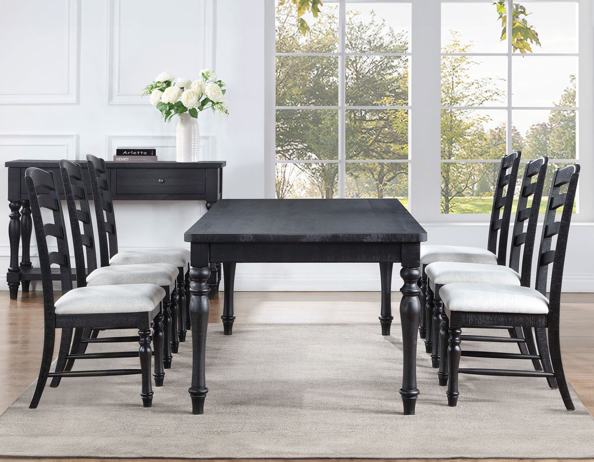 ARYAL Vintage Distressed Black 7 Piece Dining Set