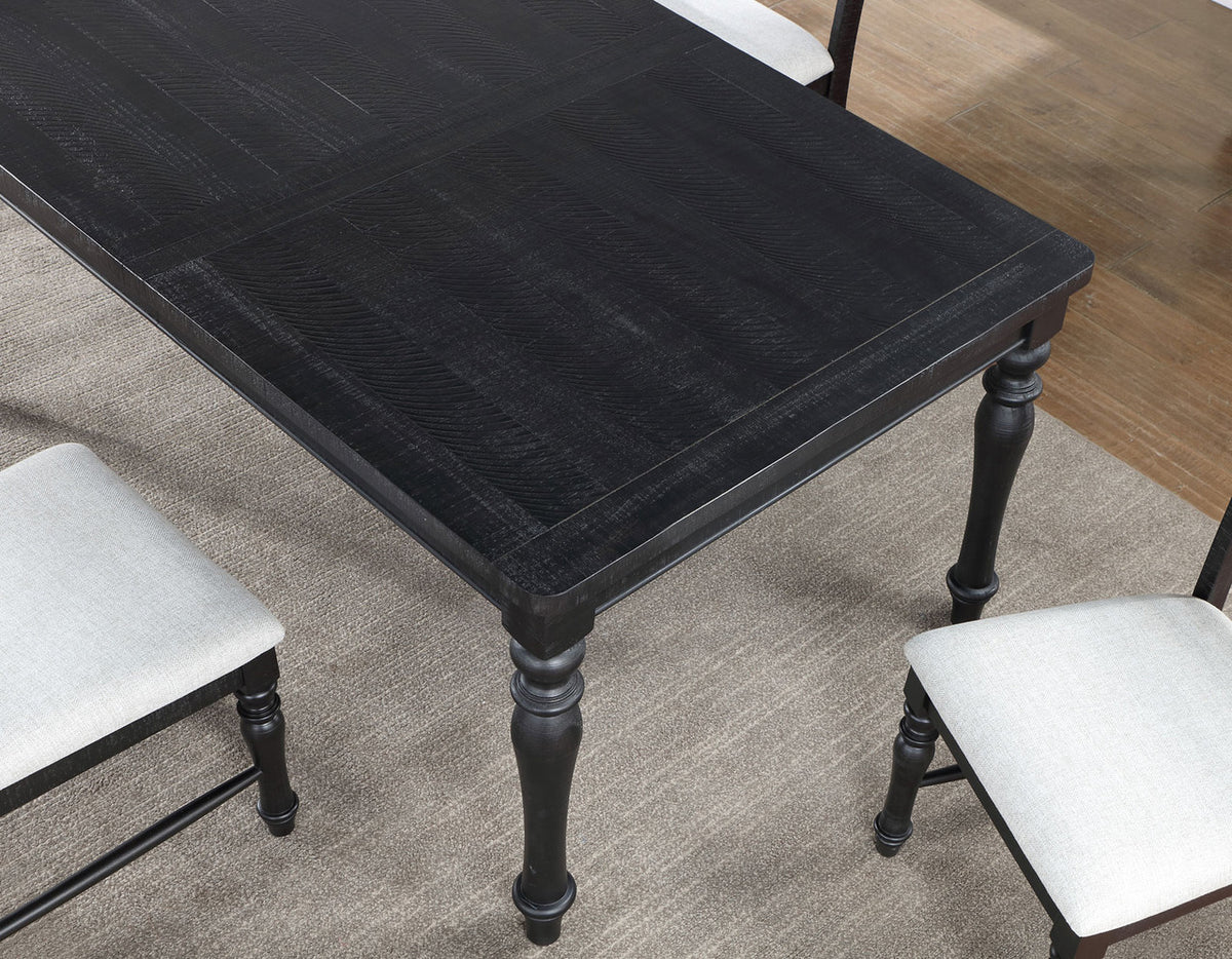 ARYAL Vintage Distressed Black 7 Piece Dining Set