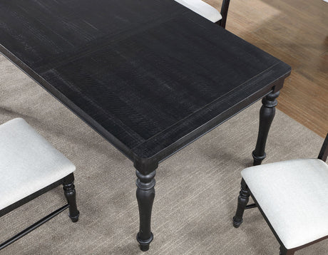 ARYAL Vintage Distressed Black 7 Piece Dining Set