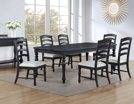 ARYAL Vintage Distressed Black 7 Piece Dining Set