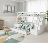 ASMARA White Twin over Full 65" Height Stairway Bunk Bed (RTA)