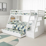ASMARA White Twin over Full 65" Height Stairway Bunk Bed (RTA)