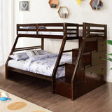ASMARA Dark Brown Twin over Full 65" Height Stairway Bunk Bed (RTA)