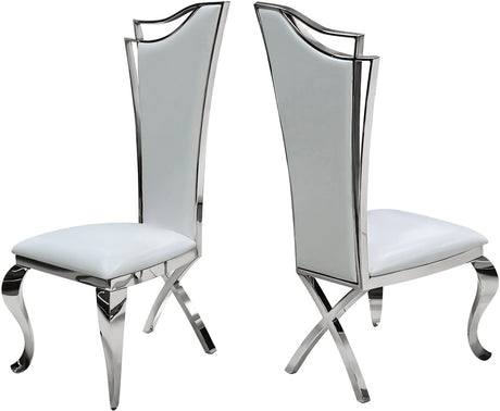 ASTARA Real Marble White & Silver 7 Piece Dining Set