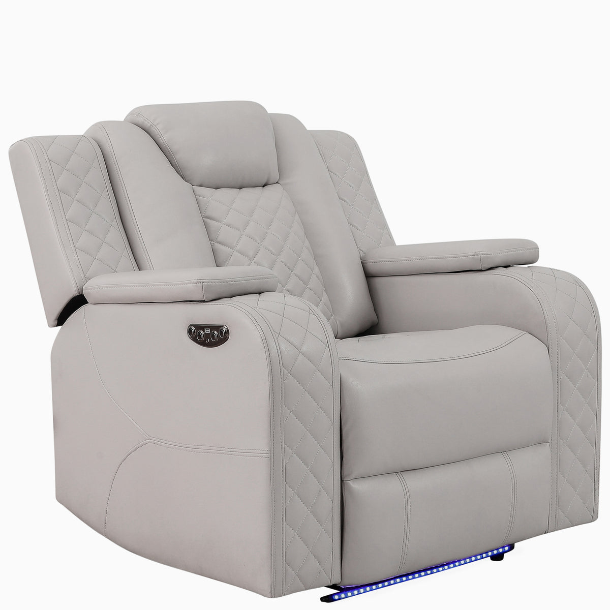 ASTEROID White Faux-Leather 38" Wide x 39" Depth Power Recliner